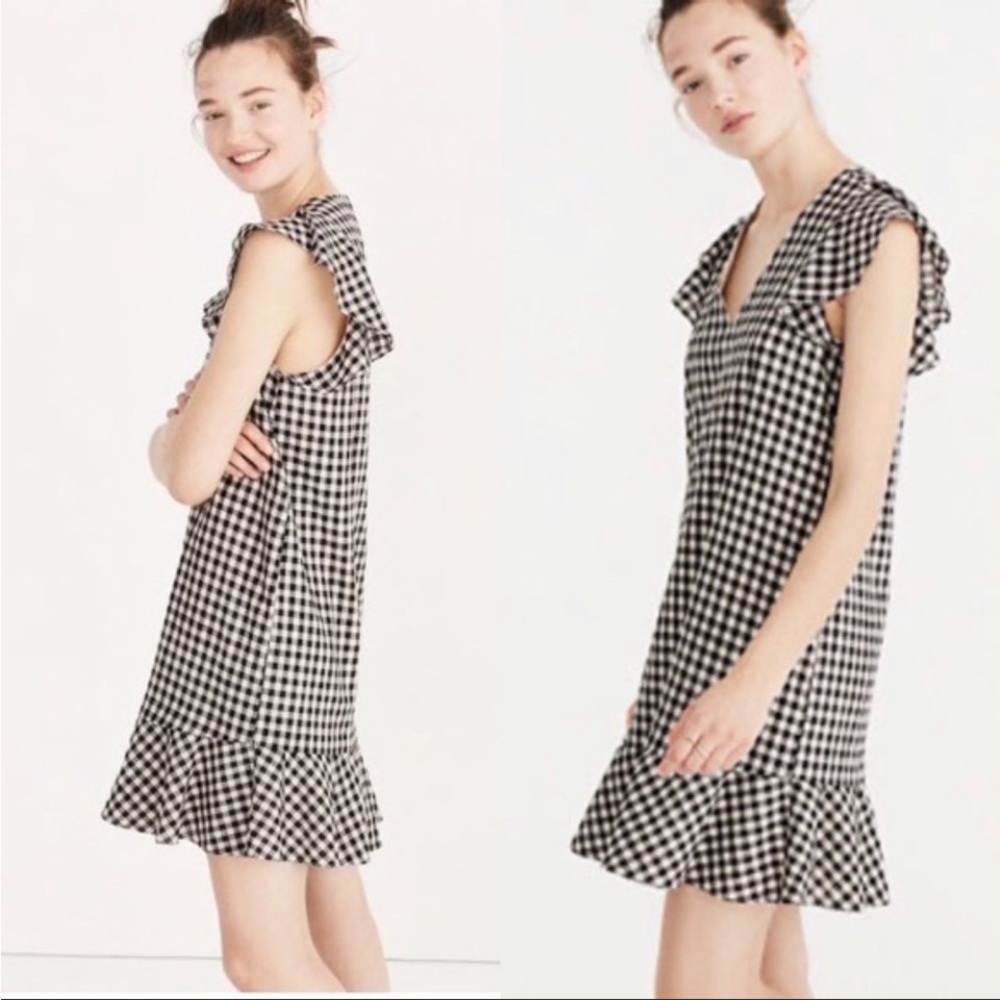 Madewell Ruffle Sleeve Gingham Dress Size 00
